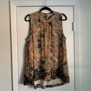 DR2 Floral Sleeveless Blouse - Earthy Tones